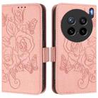 For vivo X200s 5G Embossed Rose RFID Anti-theft Leather Phone Case(Pink) - 2