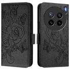 For vivo X200s 5G Embossed Rose RFID Anti-theft Leather Phone Case(Black) - 2