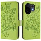 For vivo S30 Embossed Rose RFID Anti-theft Leather Phone Case(Green) - 2