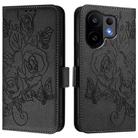 For vivo S30 Embossed Rose RFID Anti-theft Leather Phone Case(Black) - 2
