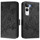 For vivo Y400 5G Global Embossed Rose RFID Anti-theft Leather Phone Case(Black) - 2