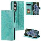 For Sony Xperia 1 VII Totem Flower Embossed Leather Phone Case with Lanyard(Green) - 1