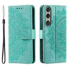 For Sony Xperia 1 VII Totem Flower Embossed Leather Phone Case with Lanyard(Green) - 2