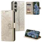 For Sony Xperia 1 VII Totem Flower Embossed Leather Phone Case with Lanyard(Gold) - 1