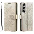 For Sony Xperia 1 VII Totem Flower Embossed Leather Phone Case with Lanyard(Gold) - 2