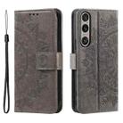 For Sony Xperia 1 VII Totem Flower Embossed Leather Phone Case with Lanyard(Grey) - 2