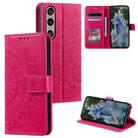For Sony Xperia 1 VII Totem Flower Embossed Leather Phone Case with Lanyard(Red) - 1
