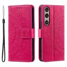 For Sony Xperia 1 VII Totem Flower Embossed Leather Phone Case with Lanyard(Red) - 2