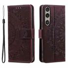 For Sony Xperia 1 VII Totem Flower Embossed Leather Phone Case with Lanyard(Brown) - 2