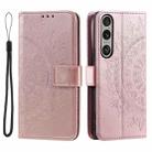For Sony Xperia 1 VII Totem Flower Embossed Leather Phone Case with Lanyard(Rose Gold) - 2