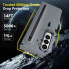 For Samsung Galaxy Z Fold3 5G Integrated Skin Feel Lens Folding Holder Pen Slot Shockproof Phone Case with Pen(Grey) - 2