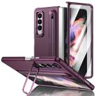 For Samsung Galaxy Z Fold3 5G Integrated Skin Feel Lens Folding Holder Pen Slot Shockproof Phone Case with Pen(Wine Red) - 1