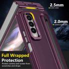 For Samsung Galaxy Z Fold3 5G Integrated Skin Feel Lens Folding Holder Pen Slot Shockproof Phone Case with Pen(Wine Red) - 4