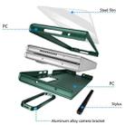 For Samsung Galaxy Z Fold3 5G Integrated Skin Feel Lens Folding Holder Pen Slot Shockproof Phone Case with Pen(Green) - 3