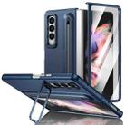 For Samsung Galaxy Z Fold3 5G Integrated Skin Feel Lens Folding Holder Pen Slot Shockproof Phone Case with Pen(Dark Blue) - 1