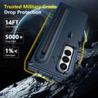 For Samsung Galaxy Z Fold3 5G Integrated Skin Feel Lens Folding Holder Pen Slot Shockproof Phone Case with Pen(Dark Blue) - 2