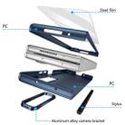 For Samsung Galaxy Z Fold3 5G Integrated Skin Feel Lens Folding Holder Pen Slot Shockproof Phone Case with Pen(Dark Blue) - 3
