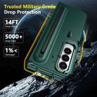 For Samsung Galaxy Z Fold4 5G Integrated Skin Feel Lens Folding Holder Pen Slot Shockproof Phone Case with Pen(Green) - 2