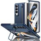For Samsung Galaxy Z Fold4 5G Integrated Skin Feel Lens Folding Holder Pen Slot Shockproof Phone Case with Pen(Dark Blue) - 1