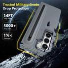 For Samsung Galaxy Z Fold5 5G Integrated Skin Feel Lens Folding Holder Pen Slot Shockproof Phone Case with Pen(Grey) - 2
