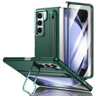 For Samsung Galaxy Z Fold5 5G Integrated Skin Feel Lens Folding Holder Pen Slot Shockproof Phone Case with Pen(Green) - 1