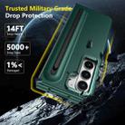For Samsung Galaxy Z Fold5 5G Integrated Skin Feel Lens Folding Holder Pen Slot Shockproof Phone Case with Pen(Green) - 2