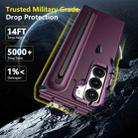 For Samsung Galaxy Z Fold6 5G Integrated Skin Feel Lens Folding Holder Pen Slot Shockproof Phone Case with Pen(Wine Red) - 2
