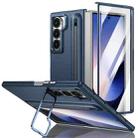 For Samsung Galaxy Z Fold6 5G Integrated Skin Feel Lens Folding Holder Pen Slot Shockproof Phone Case with Pen(Dark Blue) - 1