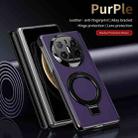 For Huawei Mate X6 Metal Folding Holder Hinge MagSafe Leather Shockproof Phone Case(Purple) - 4