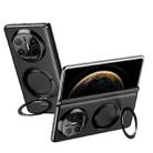 For Huawei Mate X6 Metal Folding Holder Hinge MagSafe Leather Shockproof Phone Case(Black) - 1