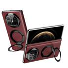For Huawei Mate X6 Metal Folding Holder Hinge MagSafe Leather Shockproof Phone Case(Red) - 1