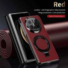 For Huawei Mate X6 Metal Folding Holder Hinge MagSafe Leather Shockproof Phone Case(Red) - 4