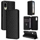 For Sharp Basio Active3 Cubic Grid Texture Flip Leather Phone Case(Black) - 1