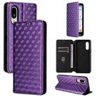For Sharp Basio Active3 Cubic Grid Texture Flip Leather Phone Case(Purple) - 1
