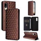 For Sharp Basio Active3 Cubic Grid Texture Flip Leather Phone Case(Brown) - 1
