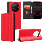 For Sharp Aquos R8 Pro / Leica Leitz Phone 3 Cubic Grid Texture Flip Leather Phone Case(Red) - 1