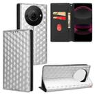 For Sharp Aquos R8 Pro / Leica Leitz Phone 3 Cubic Grid Texture Flip Leather Phone Case(Silver) - 1
