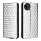 For Sharp Aquos wish5 Cubic Grid Texture Flip Leather Phone Case(Silver) - 2