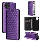For Sharp Aquos wish5 Cubic Grid Texture Flip Leather Phone Case(Purple) - 1