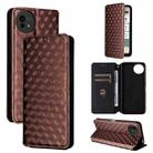 For Sharp Aquos wish5 Cubic Grid Texture Flip Leather Phone Case(Brown) - 1