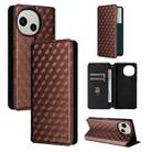 For Sharp Aquos R10 / R9 Cubic Grid Texture Flip Leather Phone Case(Brown) - 1