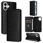 For iPhone 16 Cubic Grid Texture Flip Leather Phone Case(Black) - 1