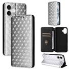 For iPhone 16 Cubic Grid Texture Flip Leather Phone Case(Silver) - 1