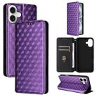 For iPhone 16 Plus Cubic Grid Texture Flip Leather Phone Case(Purple) - 1
