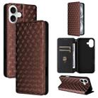 For iPhone 16 Plus Cubic Grid Texture Flip Leather Phone Case(Brown) - 1