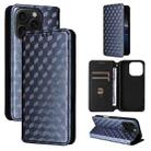 For iPhone 16 Pro Cubic Grid Texture Flip Leather Phone Case(Blue) - 1