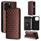 For iPhone 16 Pro Cubic Grid Texture Flip Leather Phone Case(Brown) - 1
