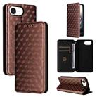 For iPhone 16e Cubic Grid Texture Flip Leather Phone Case(Brown) - 1