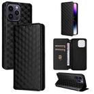 For iPhone 15 Pro Max Cubic Grid Texture Flip Leather Phone Case(Black) - 1