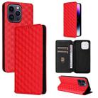 For iPhone 15 Pro Max Cubic Grid Texture Flip Leather Phone Case(Red) - 1